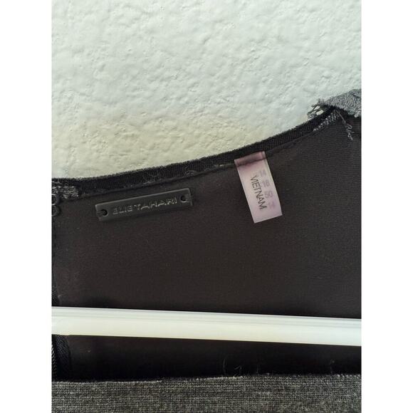 Elie Tahari Serena Dress Charcoal Grey Lace Long Sleeves Stretch 14 - Picture 3 of 8